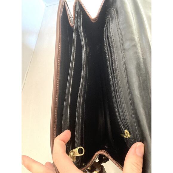 Vintage BRAHMIN Brown Leather Croco Medium CrossBody Shoulder Satchel Purse - Picture 10 of 15